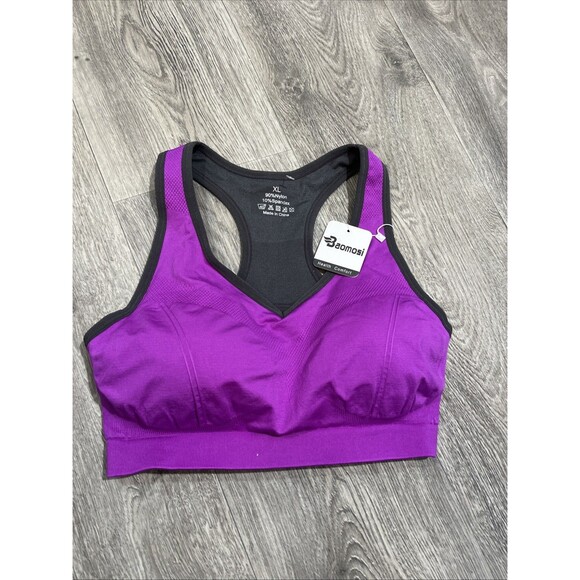 Baomosi Women’s Sports BraNWT Purple and Gray Size XL - Picture 2 of 6